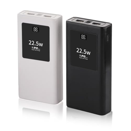 PD22.5W Polymers Charging Case Mobile Power Supply Enclosure Case Led Display Aluminum Alloy Shell Replaceable Battery Chargers - color: White