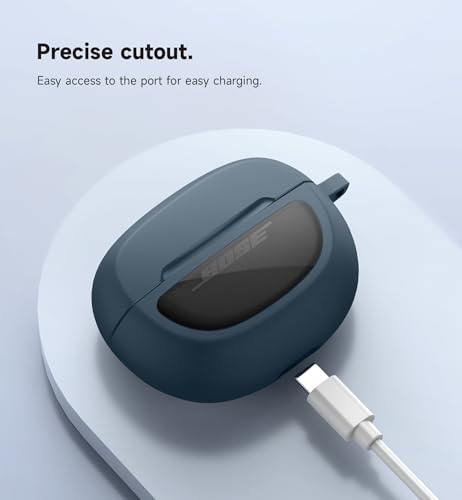SURITCH Case Cover for Bose Ultra Open Earbuds(2024), Shockproof Protective Cover for Bose Ultra Open Wireless Ear Earbuds Charging Case Accessories with Carabiner, Navy - color: Blue
