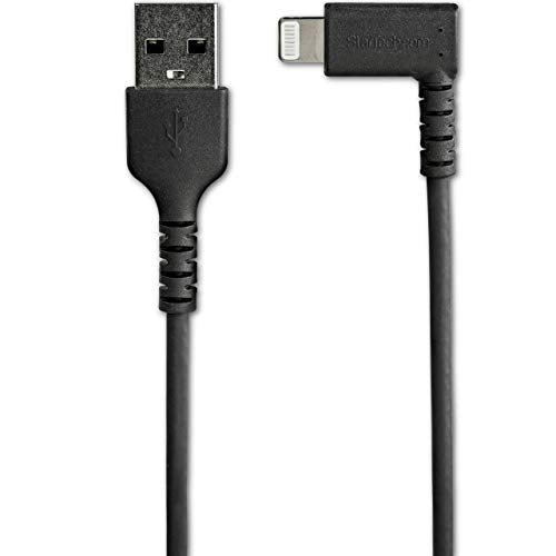 StarTech 3.3ft/1m Angled USB-A to Lightning Cable, Black (RUSBLTMM1MBR) - color: Black, size: 1m