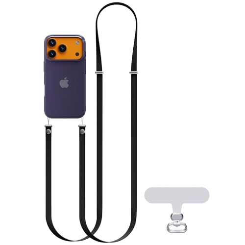 Hokone Lanyard Crossbody Strap for iPhone 17 Series, Adjustable Anti-Theft Neck Holder with Magnetic Strap & Quick Release - color: Black