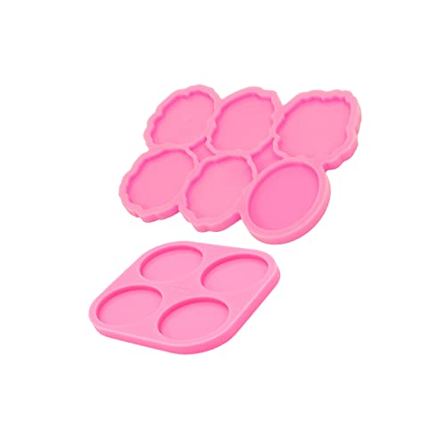 2PC Resin Mould for Badge Reel 1.7in Epoxy Silicone Irregular Circle Molds and Round Molds for Phone Stand Grip Top, DIY Craft Casting Art (YMDY0533+DY1627) - color: YMDY0533+DY1627