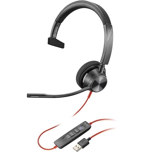 Poly Plantronics - Blackwire 3310 - Wired, Single Ear (Mono) Headset with Boom Mic - USB-A to connect to your PC and/or Mac - Works with Teams (Certified), Zoom & more (Renewed)