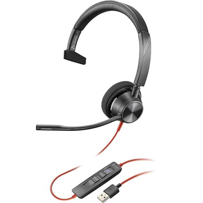 Poly Plantronics - Blackwire 3310 - Wired, Single Ear (Mono) Headset with Boom Mic - USB-A to connect to your PC and/or Mac - Works with Teams (Certified), Zoom & more (Renewed)