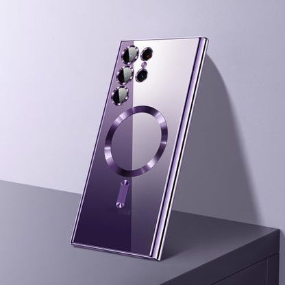 Hurgoer for Samsung Galaxy S23 Ultra Case（only）, Covers for s23u .Magnetic Glossy Slim Clear Luxury Soft Shockproof funda capa para for Galaxy S23 Ultra 6.8 inch .Compatible with MagSafe(Purple) - color: Purple
