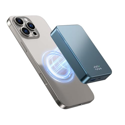Magnetic Power Bank 26800mAh for Magsafe Portable Charger, Aluminum Alloy Large Capacity 20W USB-C in&Out Wireless Fast Charging for iPhone17Pro Max/16/15/14/13/12 Series, Blue - color: Blue