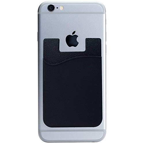 Cell Phone Card Holder for Back of Phone Case. Silicone Stick On Pocket Wallet for iPhone, Android & Other Flat Surfaces, Great for Credit Cards, Business Card, Cash & ID Cards (Black 3 Pack) - color: Black 3 Pack