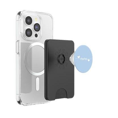 Cute Mama Lettering Hearts Mom Blue PopSockets PopWallet for MagSafe - style: Magnetic PopWallet