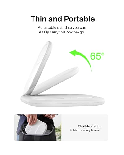 Belkin Qi2 Magnetic Wireless Charging Station, 3 in 1 Foldable Charger - color: White