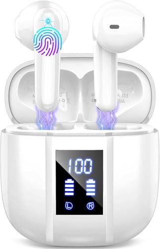 Wireless Earbuds, Bluetooth 5.4 Headphones, 50H Playtime in Ear Earphones - color: White