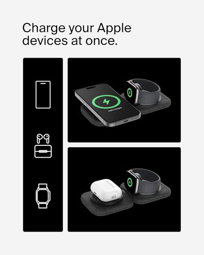 Belkin Qi2 15W Magnetic Wireless Travel Pad, 2 in 1 Foldable Charger - style: 2 in 1