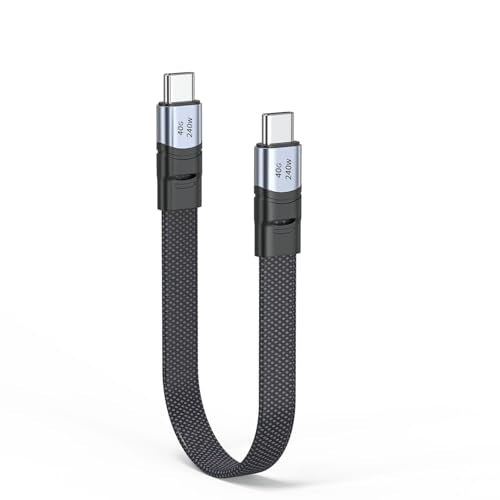 USB4 Cable 1.6FT, Flat USB C to USB C Cable 40Gbps Data Transfer, 240W PD Fast Charging & 8K@60Hz Video Cable Compatible with MacBook, Thunderbolt 4/3, iPad, Monitor - color: Straight, size: 18.0 inches