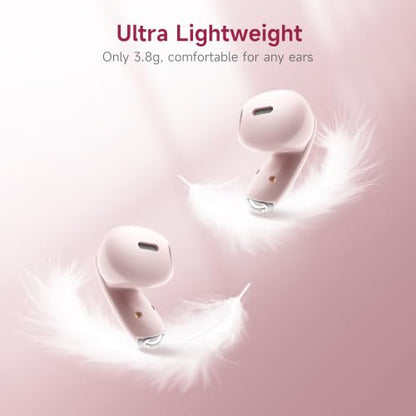 MINISO True Wireless Earbuds with Charging Case, Bluetooth 6.0 Ear Buds - color: Pink