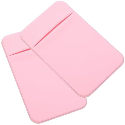 Garneck 2pcs Sticky Phone Card Holder Wallet Back Pocket with Elastic Stretch Fabric Cell Phone Wallet Stick-on for Ids and Cards Light Pink Adhesive Back Sleeve