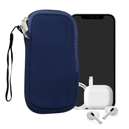 kwmobile Universal Phone Pouch Size L - 6.5" - Neoprene Smartphone Pouch with Zip - Water-Repellent Mobile Phone Case - Sleeve in Dark Blue - color: dark blue, size: L - 6.5"