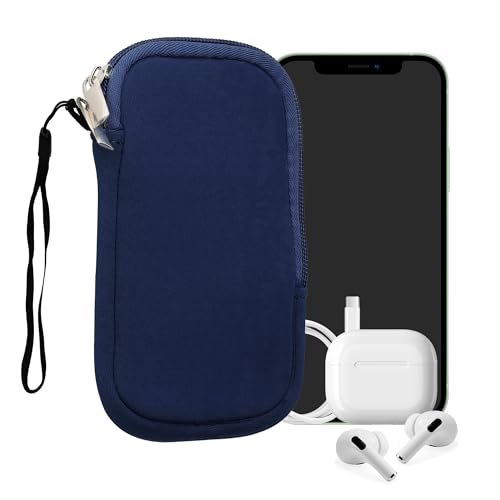 kwmobile Universal Phone Pouch Size L - 6.5" - Neoprene Smartphone Pouch with Zip - Water-Repellent Mobile Phone Case - Sleeve in Dark Blue - color: dark blue, size: L - 6.5"