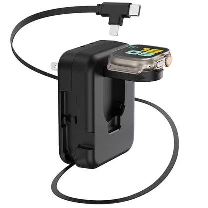 3 in 1 Retractable Wall Charger for Apple Watch,36W Fast Charging Block with 31 Inch Cables,Multi-Device Travel Charger for iPhone 17/16/15/14/13/12, iWatch & AirPods (Black) - color: Black