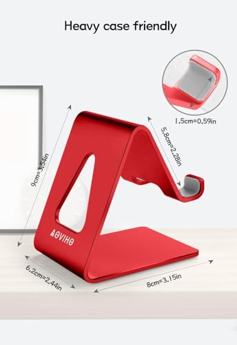 Aoviho Desk Cell Phone Stand, Phone Holder, Aluminum Mobile Phone Cradle Dock for iPhone 14 13 12 pro 11 X Xs max 8 7 6 6s Plus SE 5 5s SE Samsung, All Smart Phones, Red - color: Red