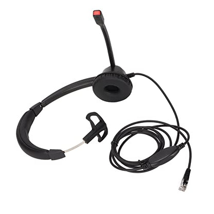 Monaural Customer Service Headset, RJ9 Single Sided Ear Headphone with Noise Cancelling Mic, Volume Adjustable Business Communication Headset for Call Centers and Office