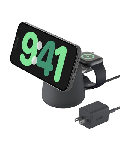 Belkin MagSafe 15W 2 in 1 Wireless Charging Dock, Fast Charger - color: Black, style: Gen 1