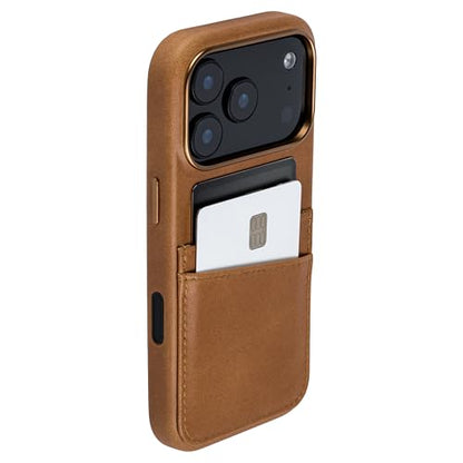 Dockem Genuine Leather Card Case for iPhone 17 Pro with Camera Control Button and Stitched-on Wallet with 2 Holder Slots (Light Brown, M2GL) - color: Light Brown, size: 17 Pro