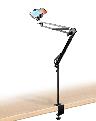 Overhead Phone Mount Fit for iPhone DSLR Webcam with Desk Clamp