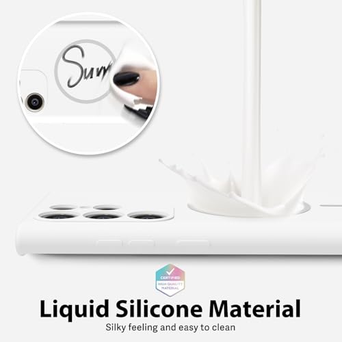 oakxco for Samsung Galaxy S22 Ultra Case Silicone Mag Safe, Magnetic Slim Thin Phone Case Compatible with Magsafe, Women Girls Cute Girly Aesthetic Soft Rubber Gel Safecase with Camera Cover, White - color: White, size: S22 Ultra