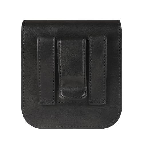 Cellphone Waist Bag with Card Holder Compatible with Samsung Galaxy Z Flip 6/Z Flip 5/Z Flip 4/Z Flip 3/Z Flip 4G 5G, Mens Leather Holster Case with Belt Clip Carrying Case Waist Bag for Cellphone - color: Black