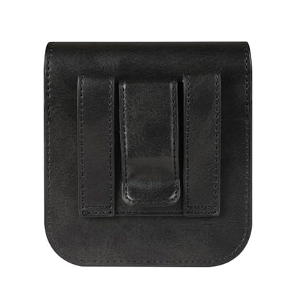 Cellphone Waist Bag with Card Holder Compatible with Samsung Galaxy Z Flip 6/Z Flip 5/Z Flip 4/Z Flip 3/Z Flip 4G 5G, Mens Leather Holster Case with Belt Clip Carrying Case Waist Bag for Cellphone - color: Black