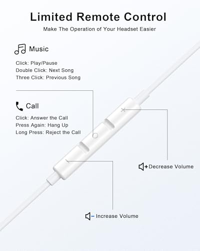 [Apple MFi Certified] USB C Headphones Wired for iPhone 17 16 15 Pro Max - color: Off-white
