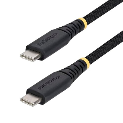StarTech 1ft/30cm USB-C to USB-C Braided Charging Cable (USB2CC1FTNCBR) - color: Black, size: 1 ft, style: 1 pk