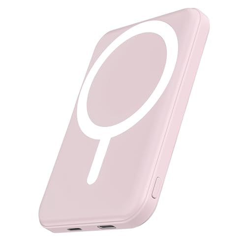 podoru for MagSafe Power Bank 5000mAh, Ultra-Slim Magnetic Portable Charger - color: Light Pink