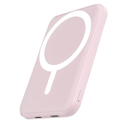 podoru for MagSafe Power Bank 5000mAh, Ultra-Slim Magnetic Portable Charger - color: Light Pink