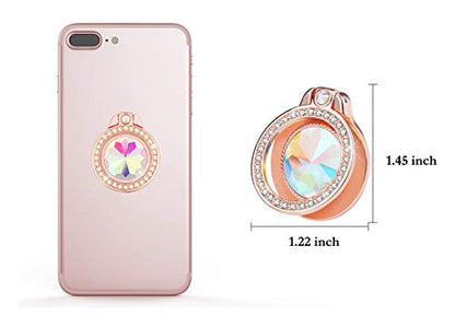 Glitter Bling Bling Phone Ring Holder, Sparkle Phone Ring Artificial Diamond Stand, Rhinestone Cell Phone Finger Ring for Phones,Pad(Rose Gold) - color: Rose Glod