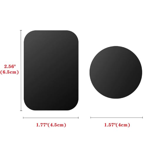 Adhesive Thin Metal Plates(Compatible with Magnetic Mounts),4 Piece Metal Plates for Phone Case(2 Rectangle and 2 Round) S-07N(Black)