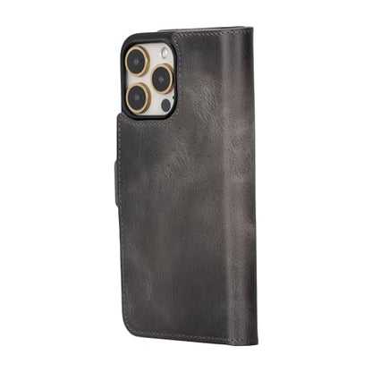 Bayelon Leather Wallet Case for iPhone 15 Pro Max - Flip Cover Card Holder, Folio Case, Kickstand, MagSafe Compatible Wallet RFID Blocking (Smoked Black) - color: Smoked Black, size: iPhone 15 Pro Max