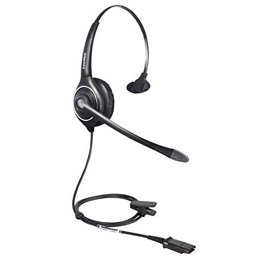 VoiceJoy Monaural Headset with Noise Cancelling Microphone with QD(Quick Disconnect),Compatible and Plantronics QD Quick Disconnect Connector