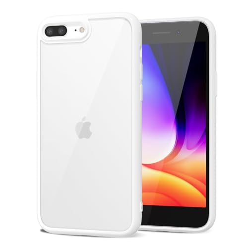 LoeoeL for iPhone 8 Plus/ 7 Plus Case Clear, Transparent Hybrid Phone Case [Hard Plastic & Soft Silicone Bumper] Acrylic Non Yellowing Thin Slim Protective Cover for Women, White - color: White, size: 7 Plus / 8 Plus