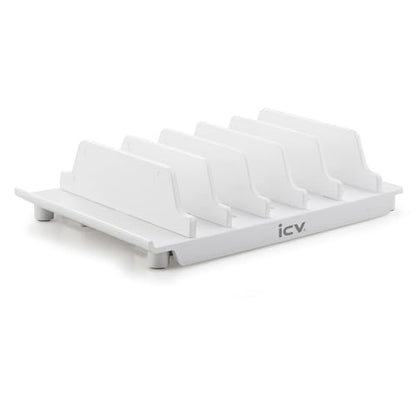 iCV Adjustable Universal Multi Device Organizer Dock Stand Holder, Compatible for iPhone, Samsung Galaxy, Google Nexus, Pixel, All Android Phone-No Charging Port (White) - color: White