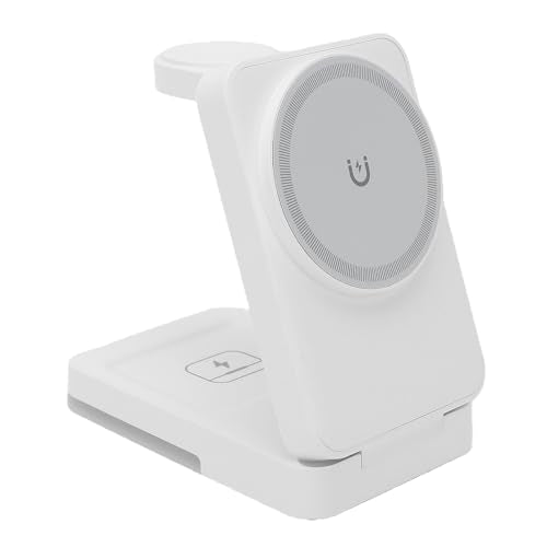 Wireless Charger Stand 3 in 1, Portable Foldable Fast Charging Station 15W for Smartphone, Smartwatch, Earbuds White - color: White
