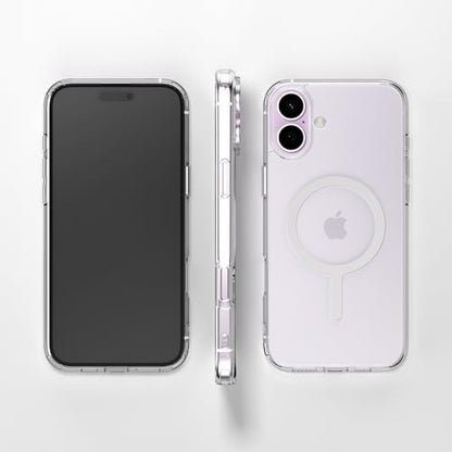 Sinjimoru for iPhone 16 Plus Clear Case, Compatible with MagSafe | M-Airclo Basic, anti-yellowing UV coating, shockproof PC TPU bumper, 1000G strong magnet - size: iPhone 16 Plus