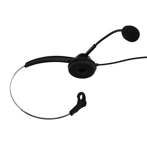 H360-3.5VA Single Sided Headset, Corded Monaural Headset with Noise Canceling Mic, Volume Adjustment and 4 x 3.5mm Elbow Plugs for Call Centers, Office and Home Use