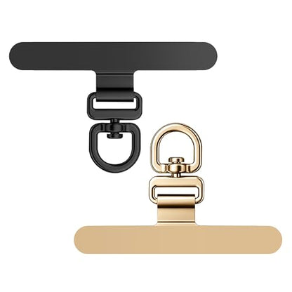 ZXZone Metal Phone Tether Tab, Anti-Scratch, Metal Phone Patch, Universal Cellphone Lanyard Pad for Full Phone Cases, 2 Pieces (XS-Black-Gold) - color: XS-Black-Gold