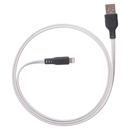 Ventev USB-A to Apple Lightning High-Speed Tangle-Free Flat Cable for iPhone 1-14, AirPods, iPads and More Devices (3 Foot, White) - size: 3 feet