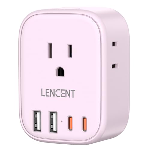 LENCENT Multi Plug Outlet Extender with USB C, Electrical Outlet Expander - color: Pink