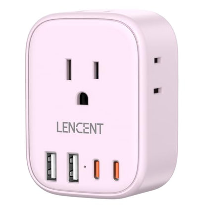 LENCENT Multi Plug Outlet Extender with USB C, Electrical Outlet Expander - color: Pink