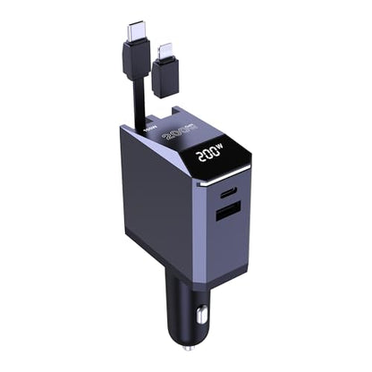 200W Retractable Car Charger, Power Display