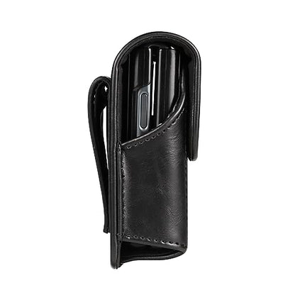 Waist Bag Leather Black for Galaxy Z Flip 8/7/6/5/4/3, Folding Phone Pouch Wear Belt Clip Pack Leather Case with Belt Loop Compatible with Motorola RAZR 5G/RAZR 70 60 50 40 Ultra/RAZR Plus - color: Black