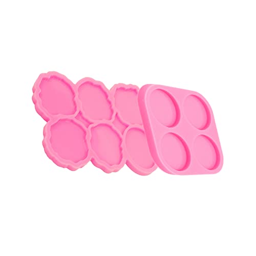 2PC Resin Mould for Badge Reel 1.7in Epoxy Silicone Irregular Circle Molds and Round Molds for Phone Stand Grip Top, DIY Craft Casting Art (YMDY0533+DY1627) - color: YMDY0533+DY1627