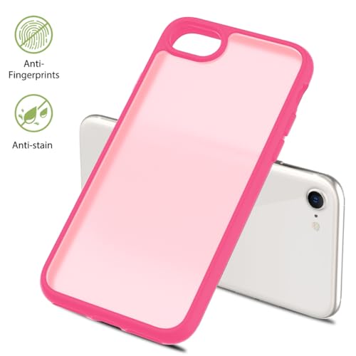 TENOC Phone Case Compatible with iPhone SE (2nd 2020 and 3rd 2022 Generation) & iPhone 7 & iPhone 8, Hot Pink Case Translucent Protective Bumper Matte Hard Back Cover for 4.7 Inch - color: Hot Pink, size: iPhone 7/8/SE
