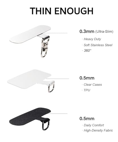 Universal Metal Phone Tether Tab, Heavy-duty Phone Lanyard Tab for Wrist&Crossbody Straps, Full-cover Phone Cases - color: Silvery